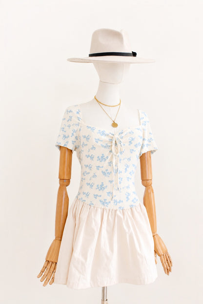 Cider Floral Print Knotted Mini Dress, NEW | Talla M