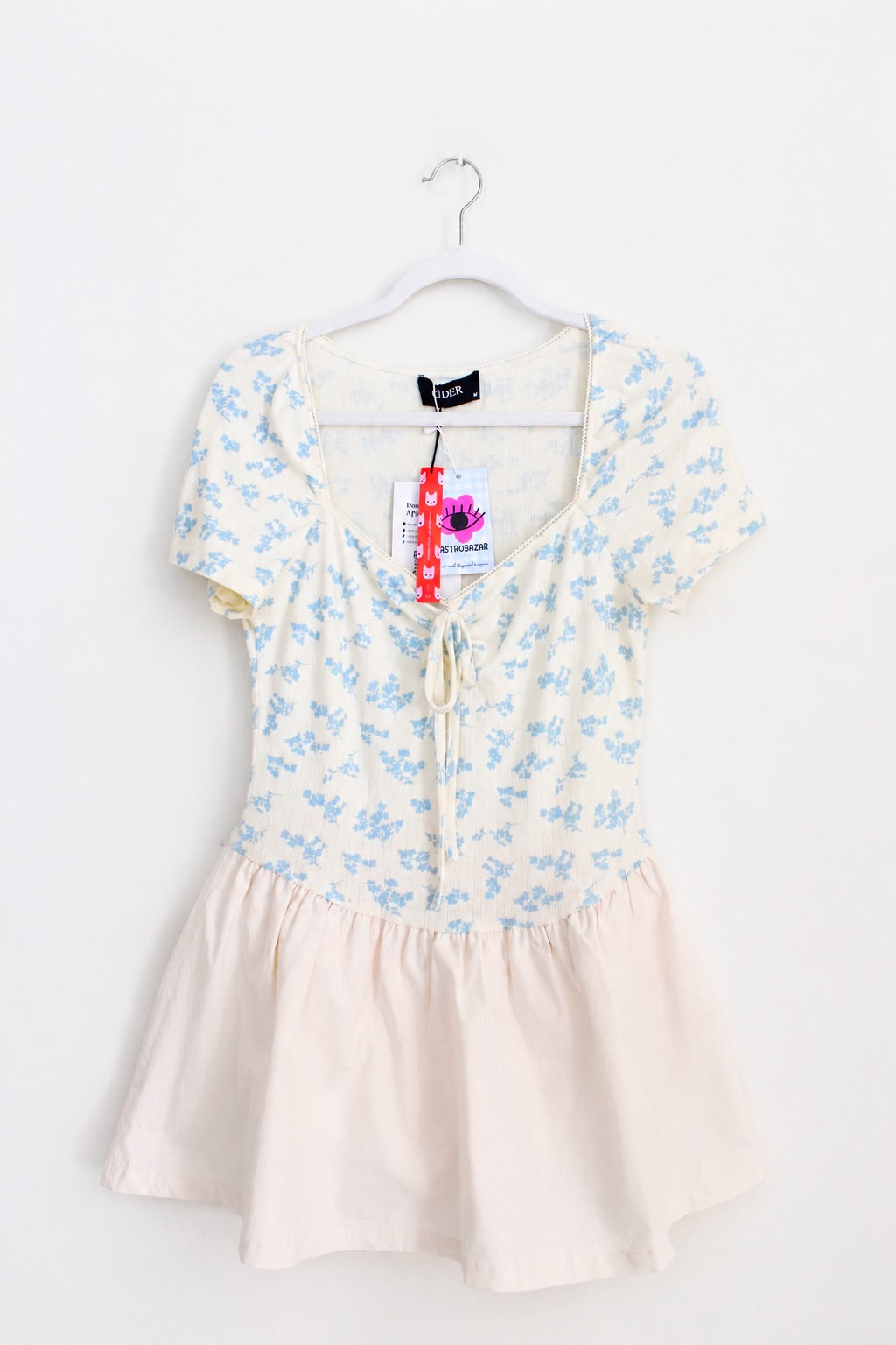 Cider Floral Print Knotted Mini Dress, NEW | Talla M
