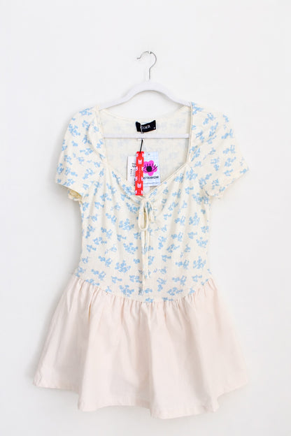 Cider Floral Print Knotted Mini Dress, NEW | Talla M