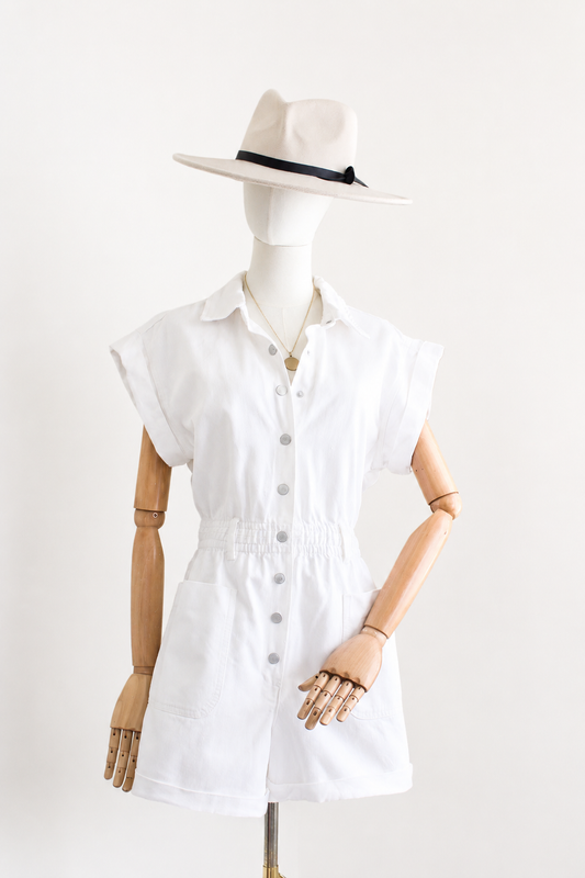 Denim romper blanco nuevo | Talla S