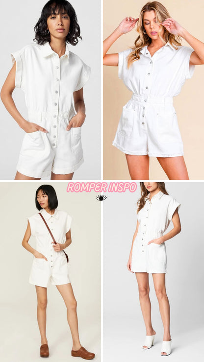 Denim romper blanco nuevo | Talla S