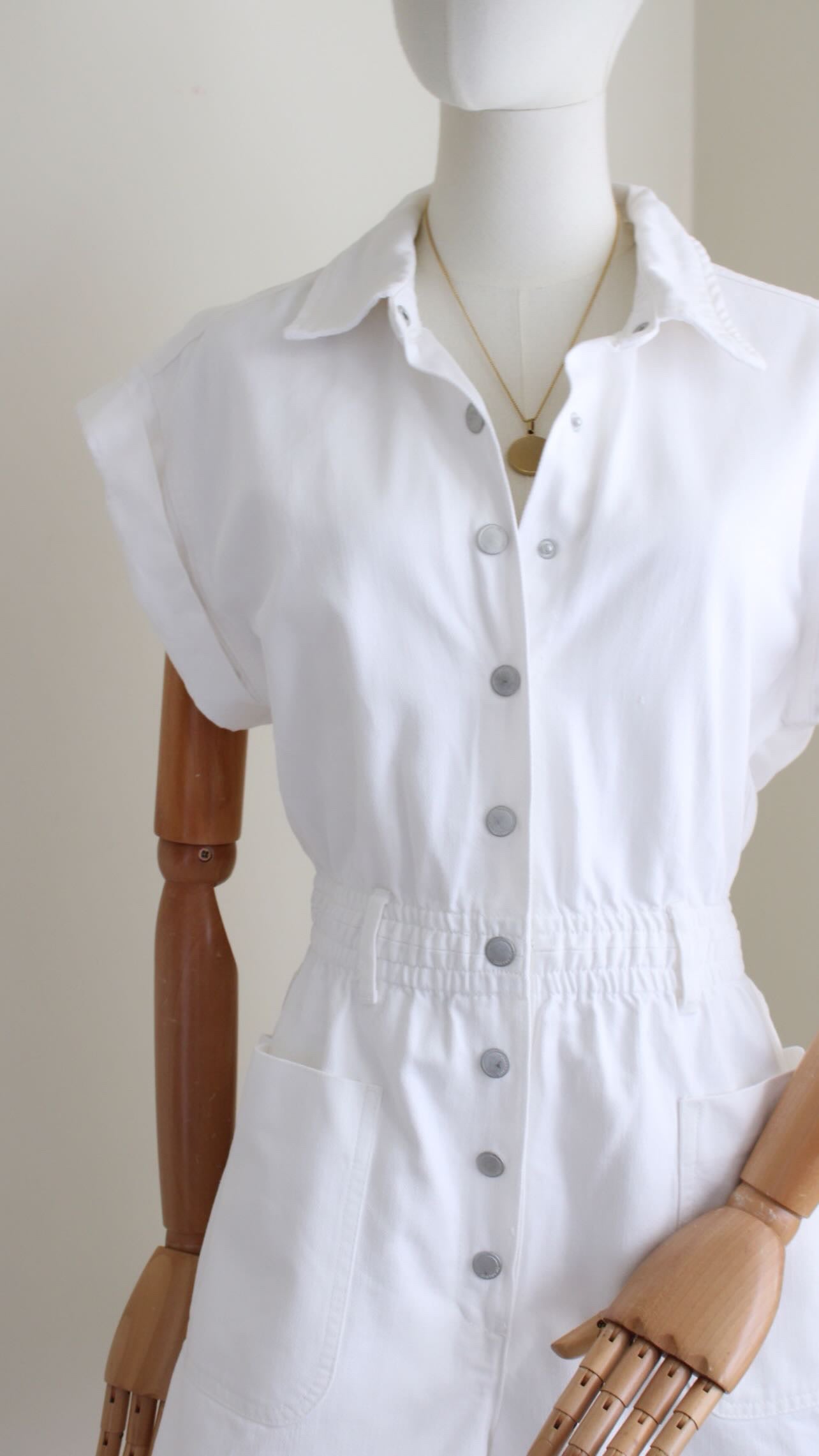 Denim romper blanco nuevo | Talla S