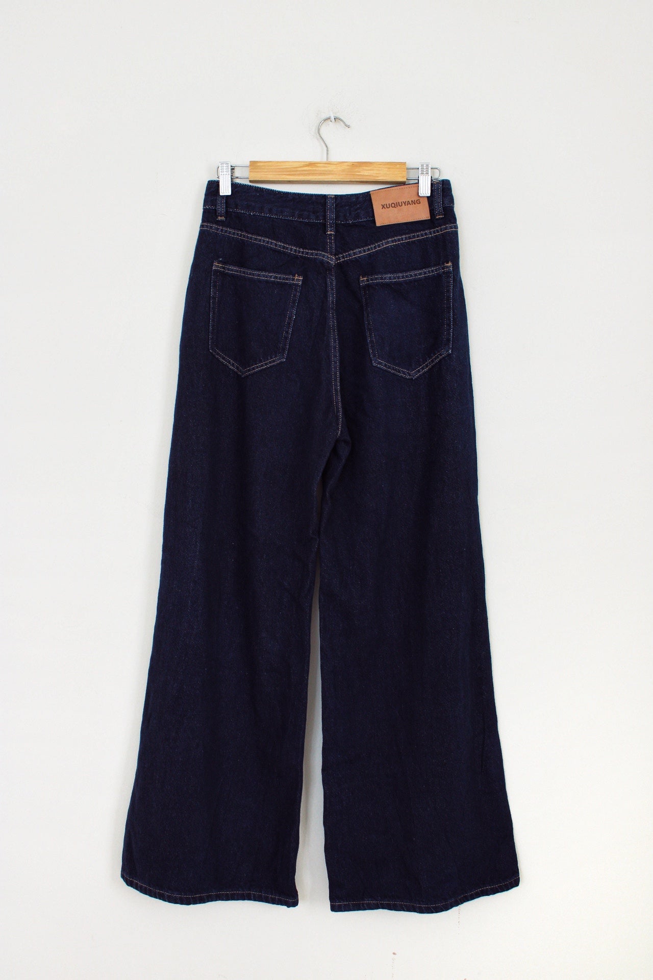 Denim wide leg tiro alto