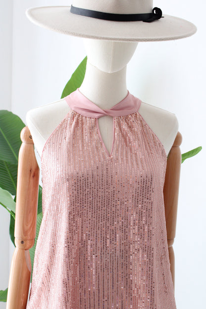 Top rosita con lentejuelas y seda, nuevo | Talla S