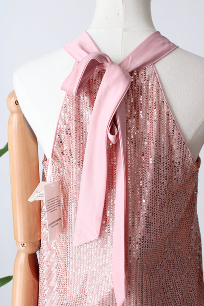 Top rosita con lentejuelas y seda, nuevo | Talla S