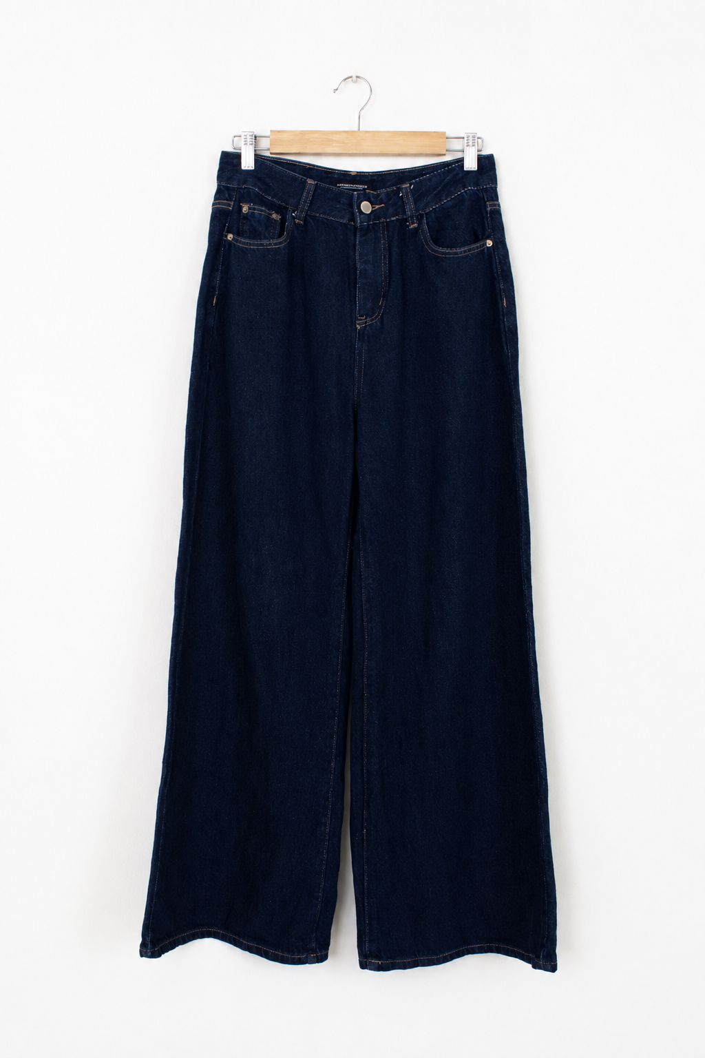 Denim wide leg tiro alto