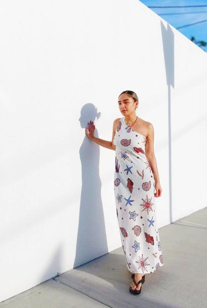 Vestido de caracoles, nuevo de lino | Talla s